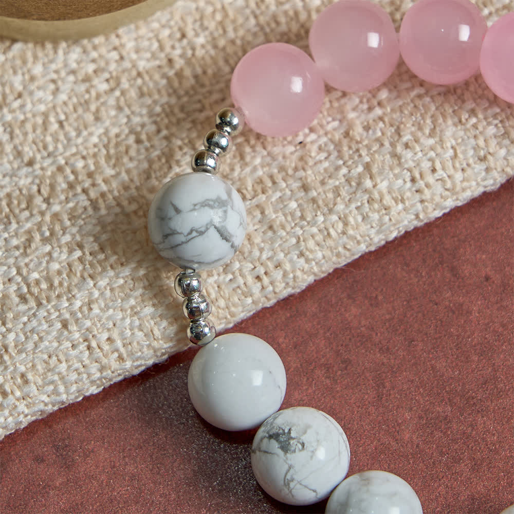 Christianartworkshop Natural Howlite Stone St. Michael Bracelet: Light Blue & PInk Dual Spiritual Protection - image 8