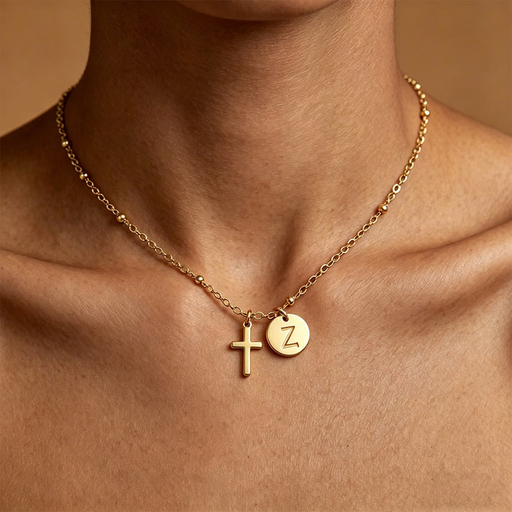 Christianartworkshop Initial Letter Disc & Cross Pendant Necklace: Timeless Symbol of Personal Faith - Z - image 26