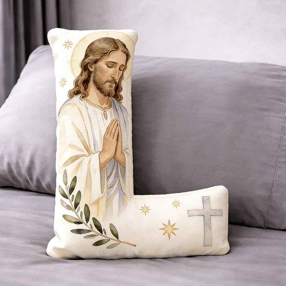 Christianartworkshop Letter Shaped Praying Jesus Cross Pillow: Emblem Of Devout Prayer And Timeless Faith - 24" (60cm) - L - image 11