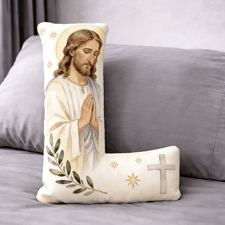 Christianartworkshop Letter Shaped Praying Jesus Cross Pillow: Emblem Of Devout Prayer And Timeless Faith - 24" (60cm) - L - image 11