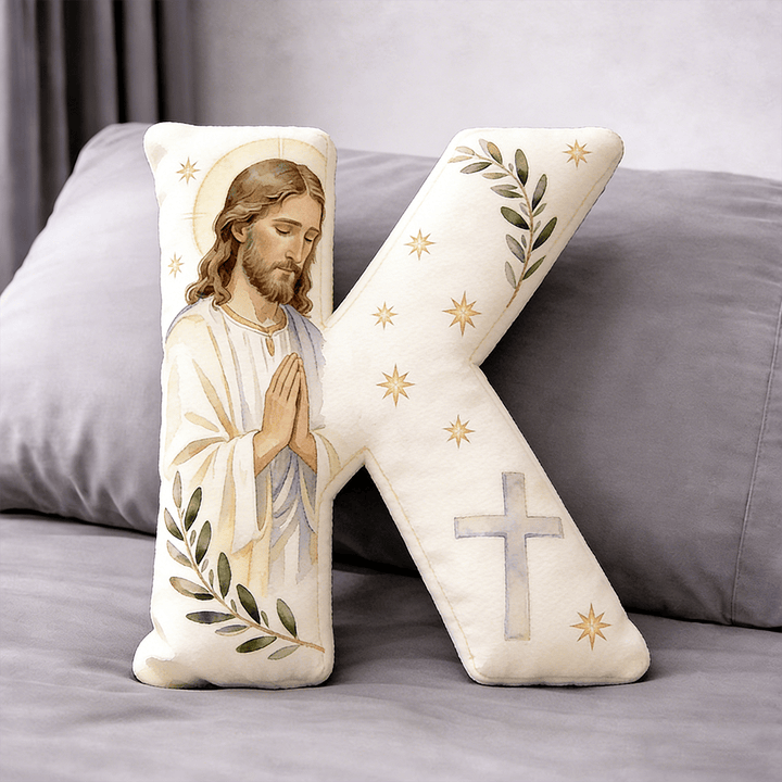 Christianartworkshop Letter Shaped Praying Jesus Cross Pillow: Emblem Of Devout Prayer And Timeless Faith - 24" (60cm) - K - image 10