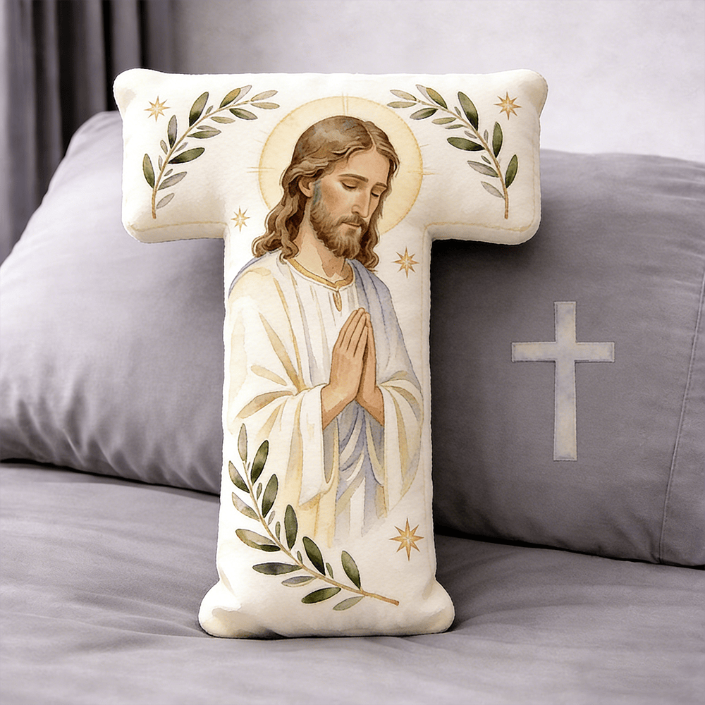 Christianartworkshop Letter Shaped Praying Jesus Cross Pillow: Emblem Of Devout Prayer And Timeless Faith - 24" (60cm) - T - image 19