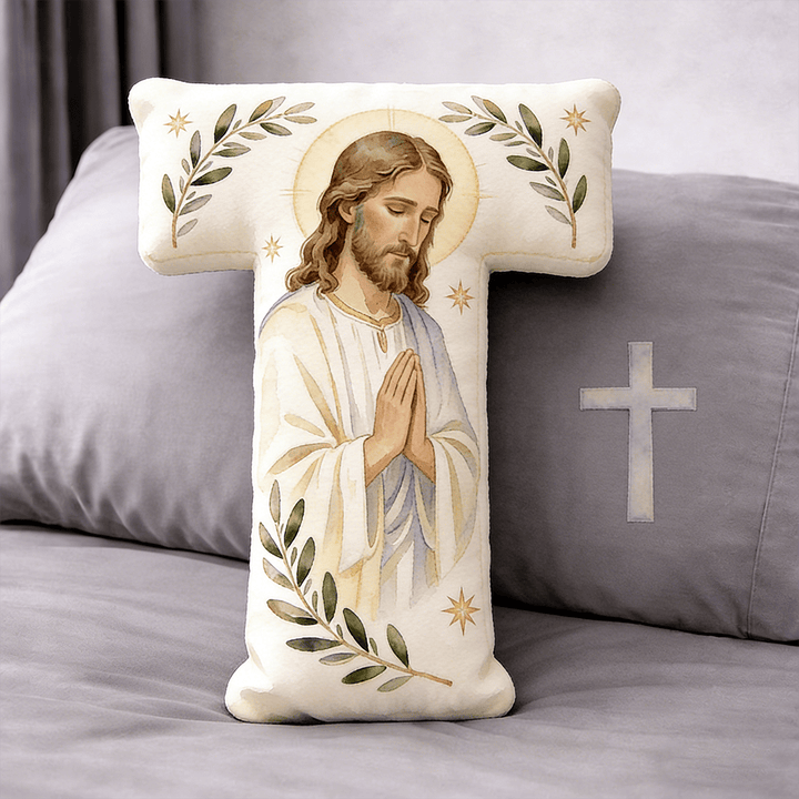 Christianartworkshop Letter Shaped Praying Jesus Cross Pillow: Emblem Of Devout Prayer And Timeless Faith - 24" (60cm) - T - image 19