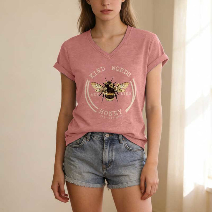 Christianartworkshop Kind Words Are Like Honey Proverbs 16:24 Bee Casual V-neck T-shirt - image 11