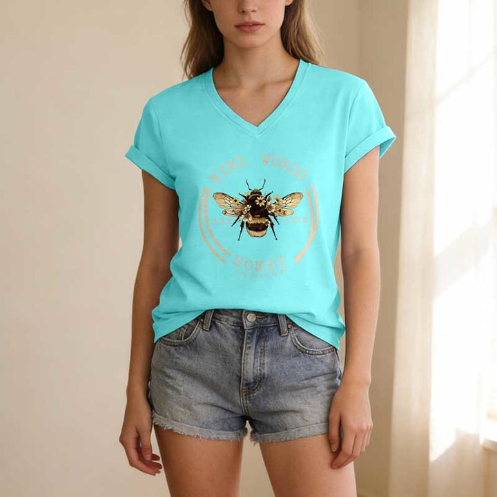 Christianartworkshop Kind Words Are Like Honey Proverbs 16:24 Bee Casual V-neck T-shirt - image 9