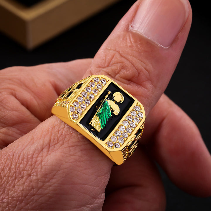 Christianartworkshop Geometric Pattern St. Jude Faith Ring: Shining Zircon Emblem Of Steadfast Devotion - US 12 - image 0