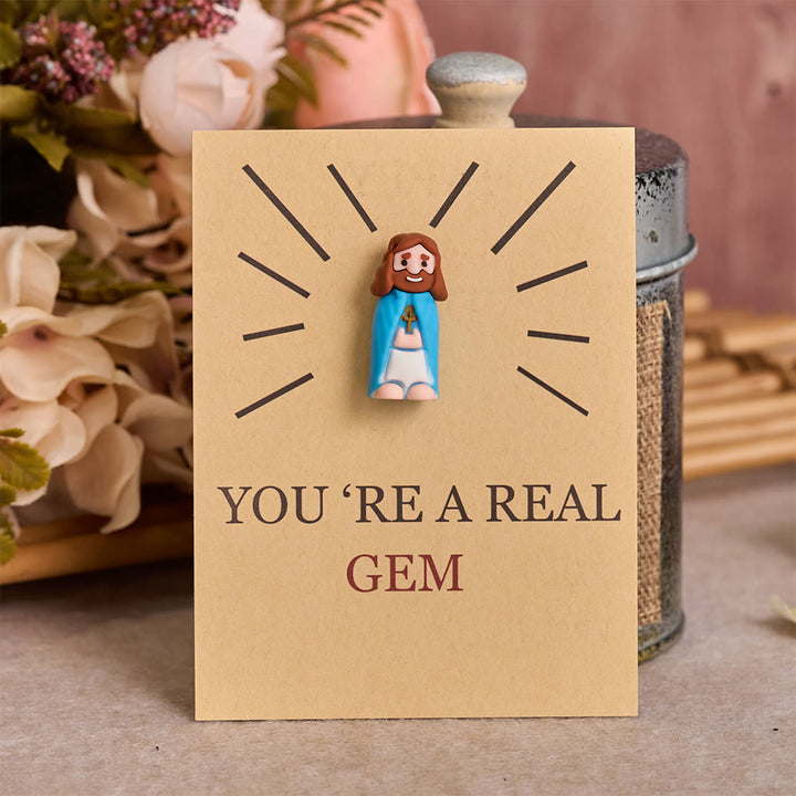 Christianartworkshop 24 Pack Mini Jesus Figurine Ornaments With Blessing Greeting Cards - image 3