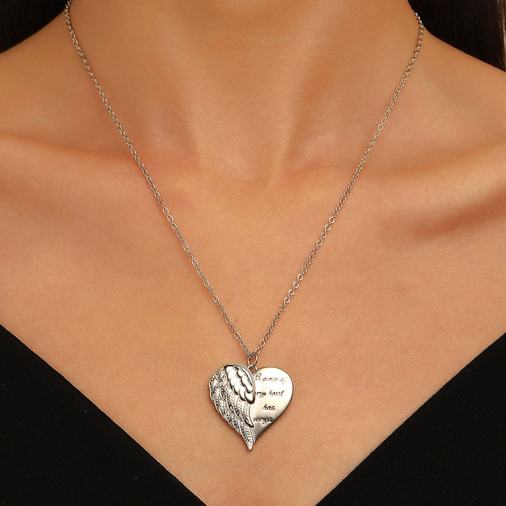 Christianartworkshop Half Heart Angel Wing Memorial Necklace: A Piece Of My Heart Has Wings Faith Pendant Jewelry - image 1