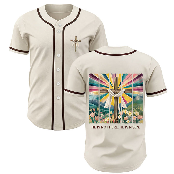 Christianartworkshop He Is Not Here He Is Risen Faith Unisex Baseball Jersey - Apricot - 5XL - image 0