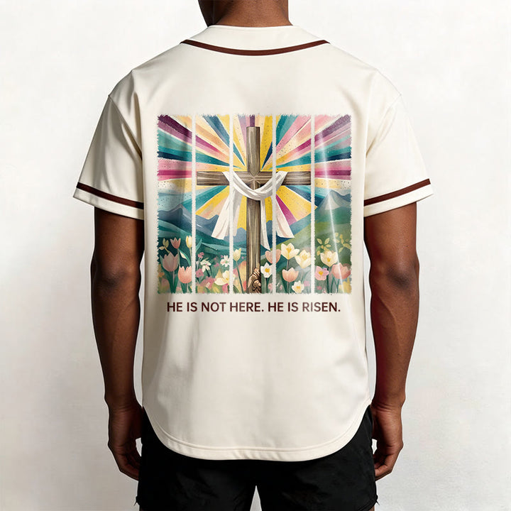 Christianartworkshop He Is Not Here He Is Risen Faith Unisex Baseball Jersey - image 1