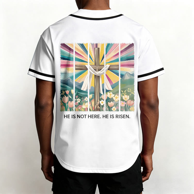 Christianartworkshop He Is Not Here He Is Risen Faith Unisex Baseball Jersey - image 8