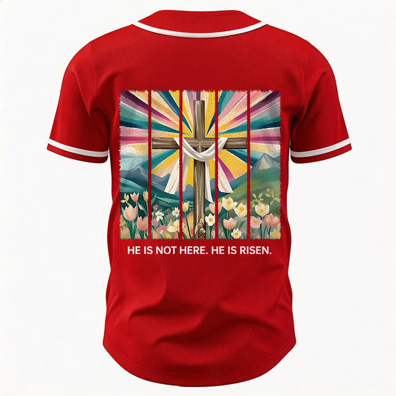 Christianartworkshop He Is Not Here He Is Risen Faith Unisex Baseball Jersey - image 26