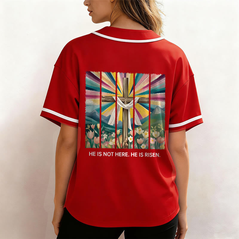 Christianartworkshop He Is Not Here He Is Risen Faith Unisex Baseball Jersey - image 24