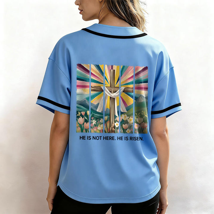 Christianartworkshop He Is Not Here He Is Risen Faith Unisex Baseball Jersey - image 38