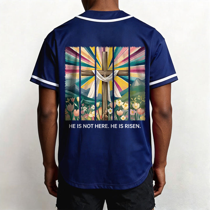 Christianartworkshop He Is Not Here He Is Risen Faith Unisex Baseball Jersey - image 50