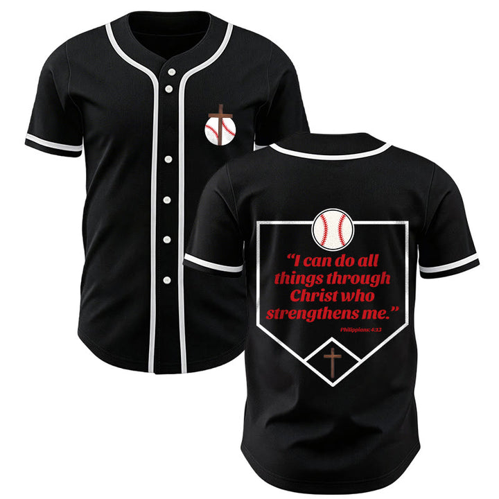 Christianartworkshop Philippians 4:13 Faith Baseball Jersey: Baseball Cross Motto Strength Devotion Athletic Shirt - Black - 5XL - image 16