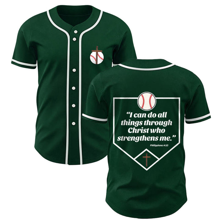 Christianartworkshop Philippians 4:13 Faith Baseball Jersey: Baseball Cross Motto Strength Devotion Athletic Shirt - Green - 5XL - image 36