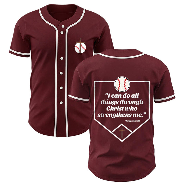 Christianartworkshop Philippians 4:13 Faith Baseball Jersey: Baseball Cross Motto Strength Devotion Athletic Shirt - Wine - 5XL - image 26