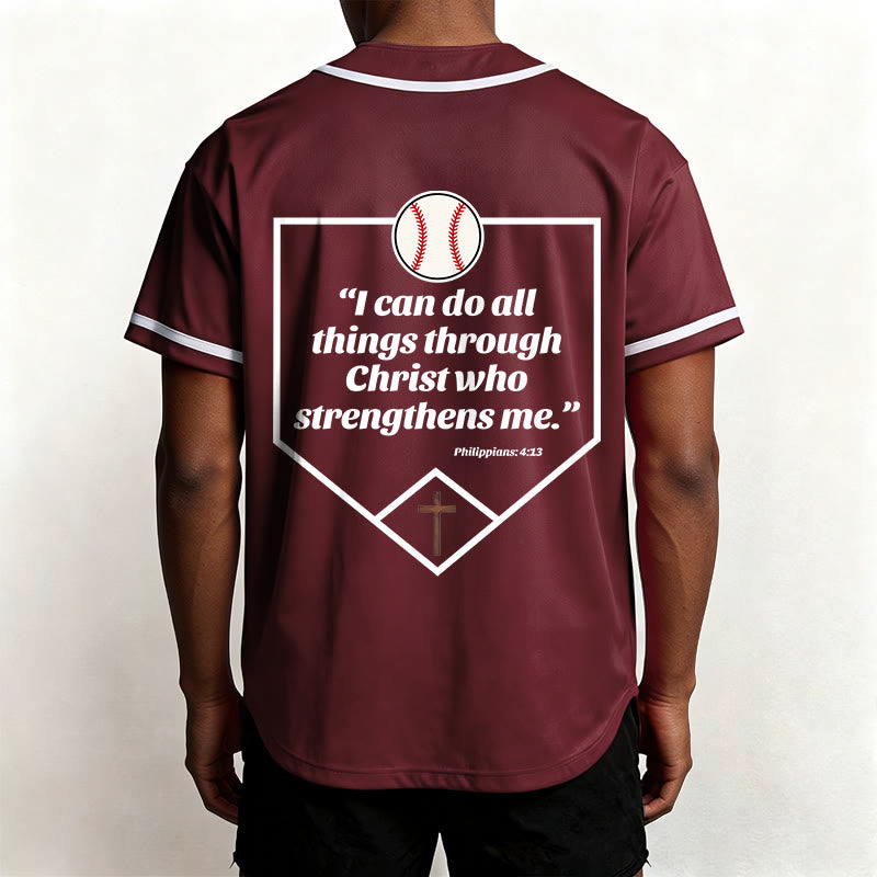 Christianartworkshop Philippians 4:13 Faith Baseball Jersey: Baseball Cross Motto Strength Devotion Athletic Shirt - image 27