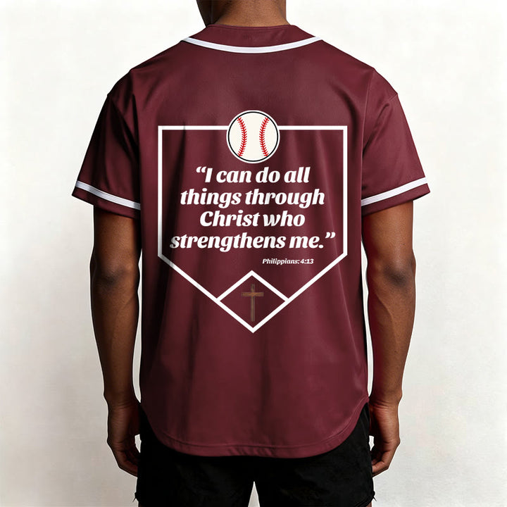 Christianartworkshop Philippians 4:13 Faith Baseball Jersey: Baseball Cross Motto Strength Devotion Athletic Shirt - image 27