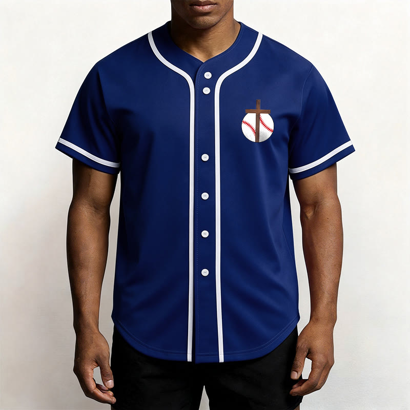 Christianartworkshop Philippians 4:13 Faith Baseball Jersey: Baseball Cross Motto Strength Devotion Athletic Shirt - image 2