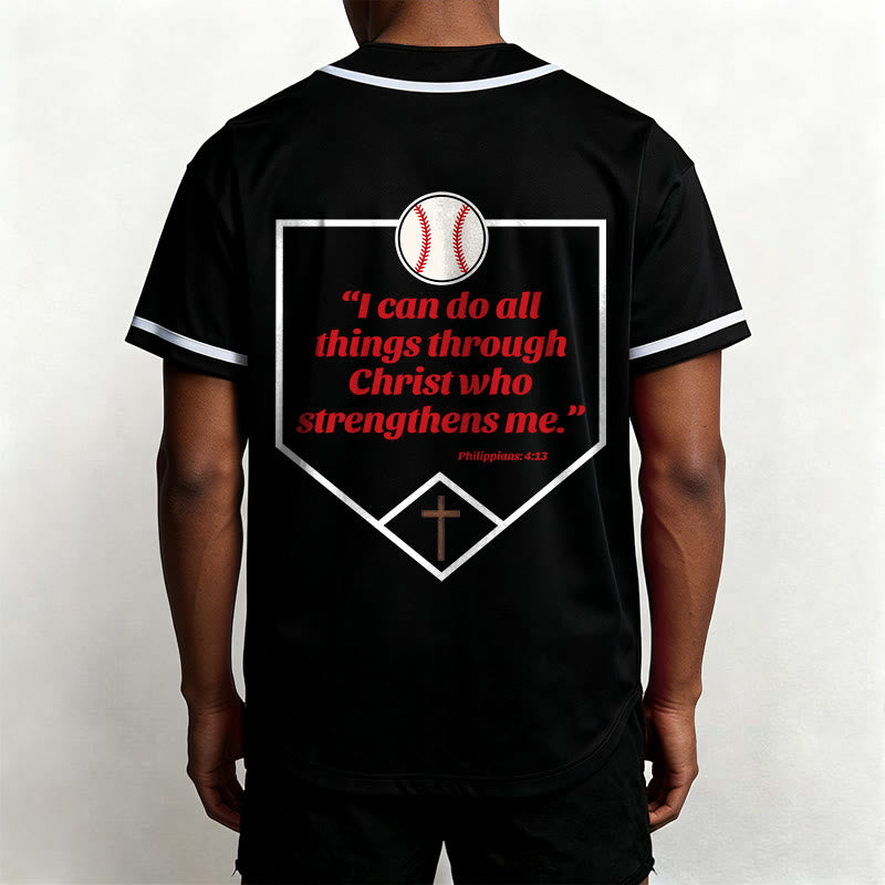 Christianartworkshop Philippians 4:13 Faith Baseball Jersey: Baseball Cross Motto Strength Devotion Athletic Shirt - image 17