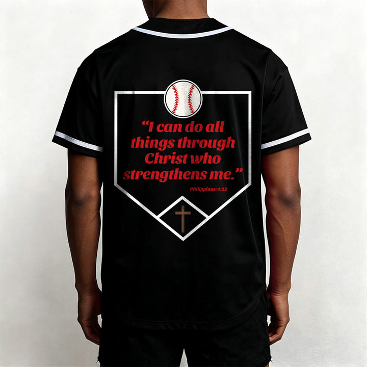 Christianartworkshop Philippians 4:13 Faith Baseball Jersey: Baseball Cross Motto Strength Devotion Athletic Shirt - image 17