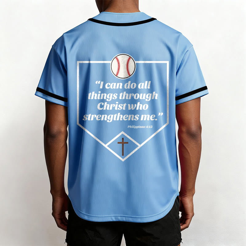 Christianartworkshop Philippians 4:13 Faith Baseball Jersey: Baseball Cross Motto Strength Devotion Athletic Shirt - image 32