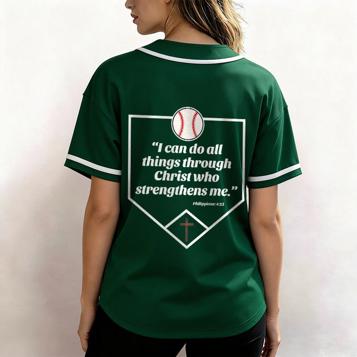 Christianartworkshop Philippians 4:13 Faith Baseball Jersey: Baseball Cross Motto Strength Devotion Athletic Shirt - image 39