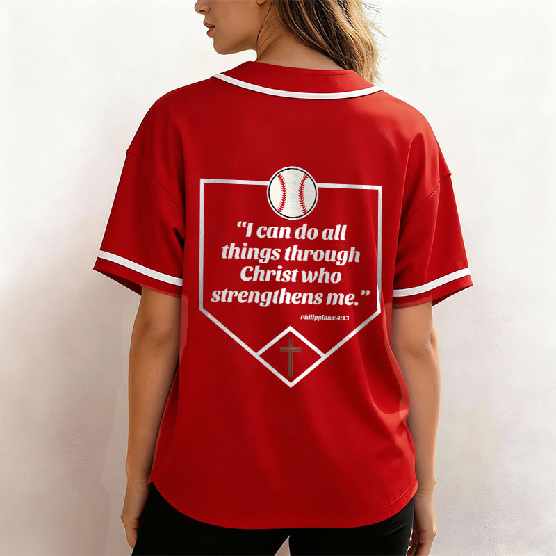 Christianartworkshop Philippians 4:13 Faith Baseball Jersey: Baseball Cross Motto Strength Devotion Athletic Shirt - image 24