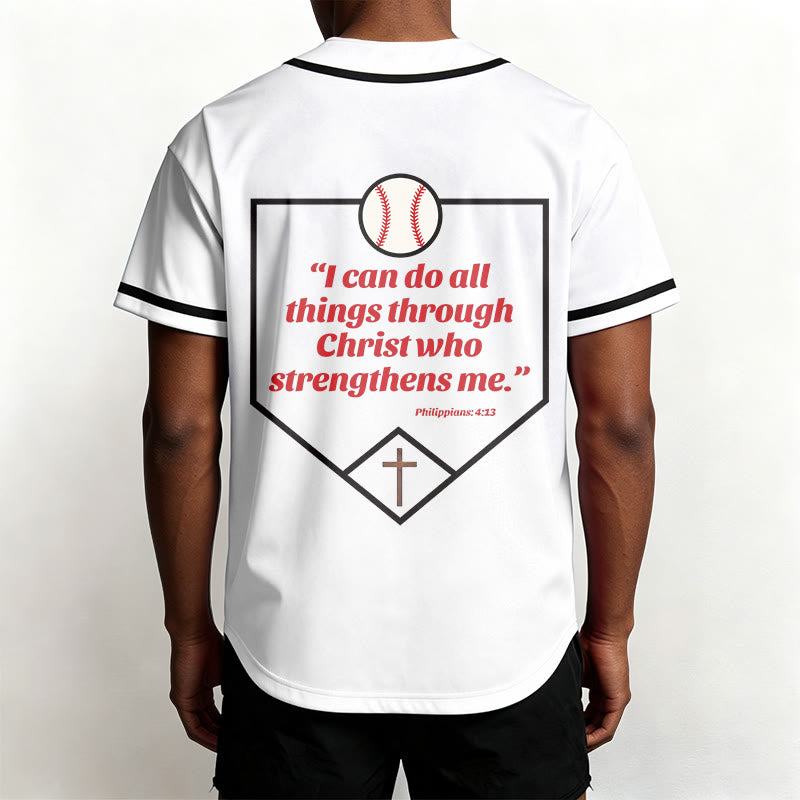 Christianartworkshop Philippians 4:13 Faith Baseball Jersey: Baseball Cross Motto Strength Devotion Athletic Shirt - image 12