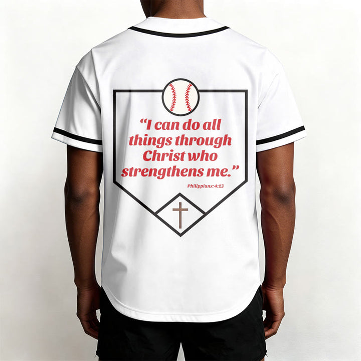Christianartworkshop Philippians 4:13 Faith Baseball Jersey: Baseball Cross Motto Strength Devotion Athletic Shirt - image 12