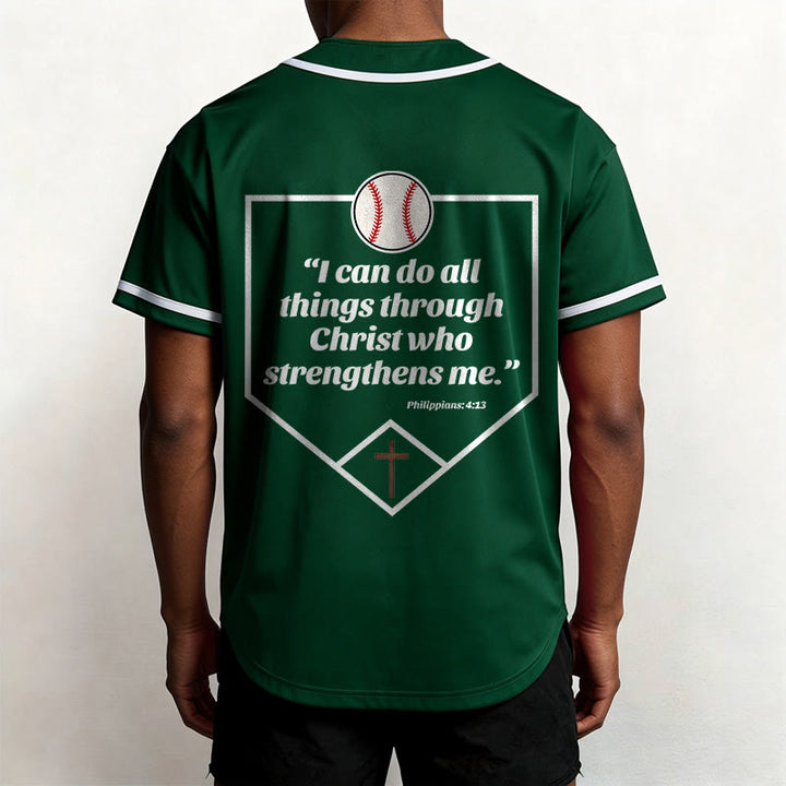 Christianartworkshop Philippians 4:13 Faith Baseball Jersey: Baseball Cross Motto Strength Devotion Athletic Shirt - image 37