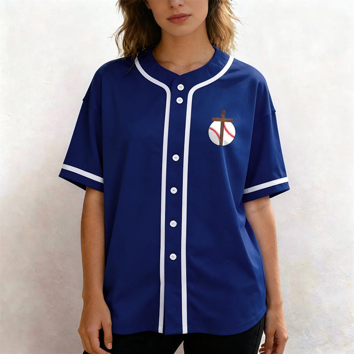 Christianartworkshop Philippians 4:13 Faith Baseball Jersey: Baseball Cross Motto Strength Devotion Athletic Shirt - image 5