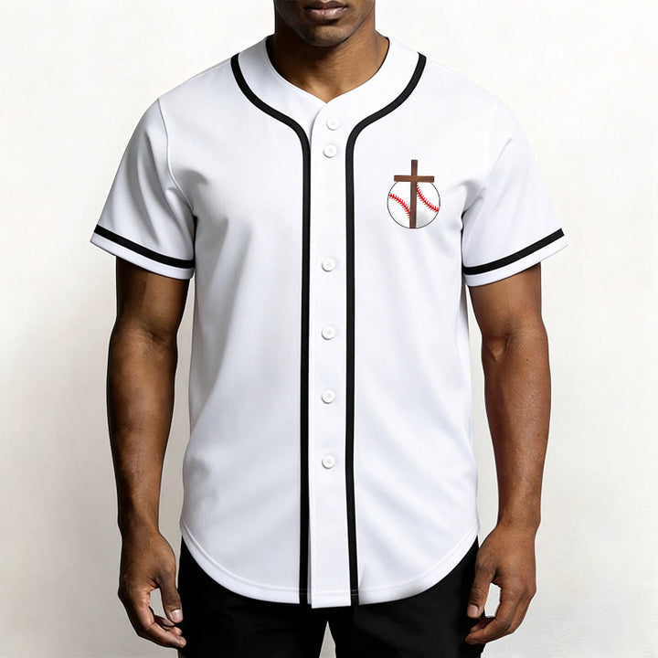 Christianartworkshop Philippians 4:13 Faith Baseball Jersey: Baseball Cross Motto Strength Devotion Athletic Shirt - image 13