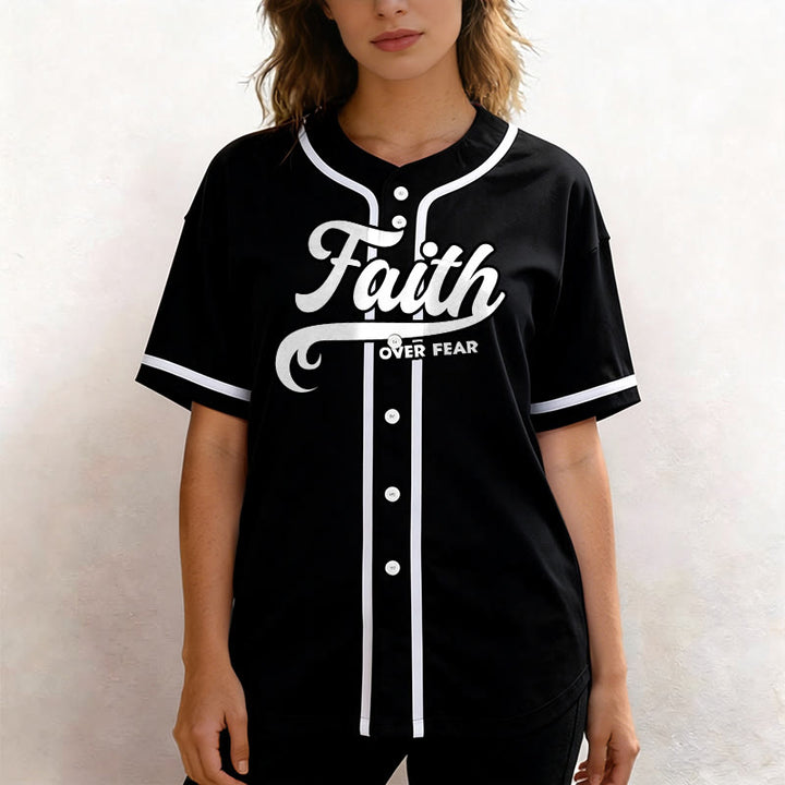 Christianartworkshop Faith Over Fear Custom Name Number Unisex Baseball Jersey - image 4