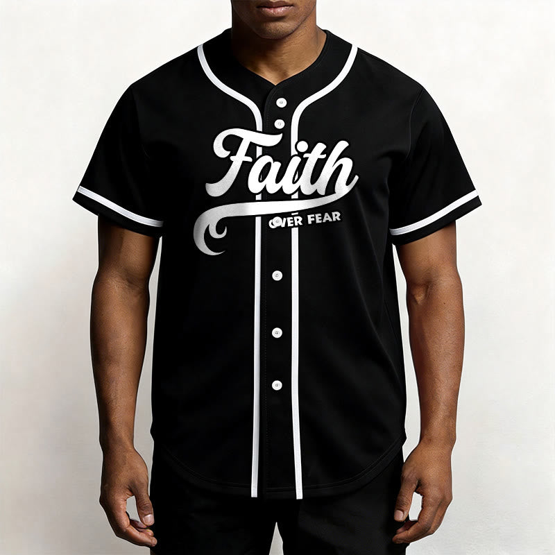 Christianartworkshop Faith Over Fear Custom Name Number Unisex Baseball Jersey - image 2