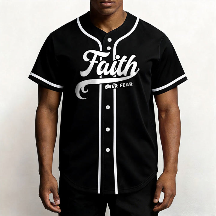 Christianartworkshop Faith Over Fear Custom Name Number Unisex Baseball Jersey - image 2