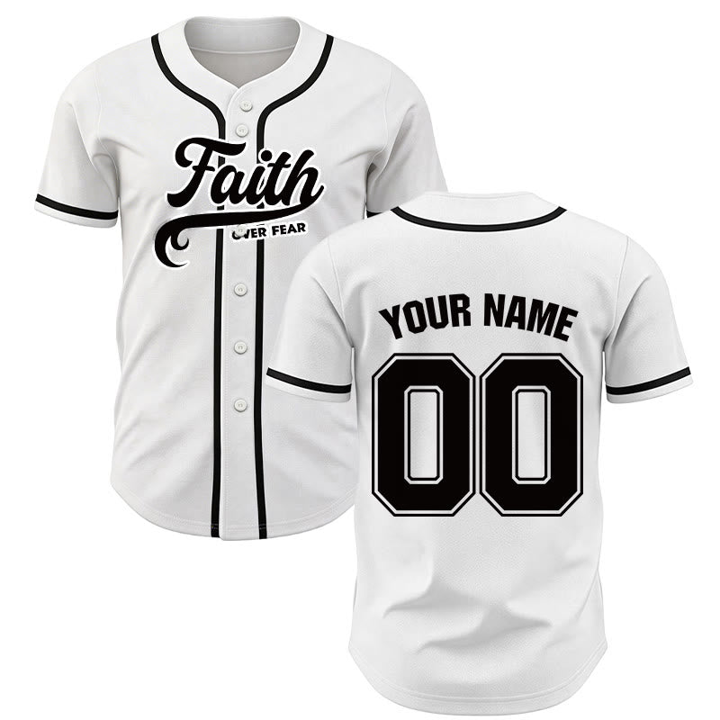 Christianartworkshop Faith Over Fear Custom Name Number Unisex Baseball Jersey - White - 5XL - Name & Number Customized - image 15