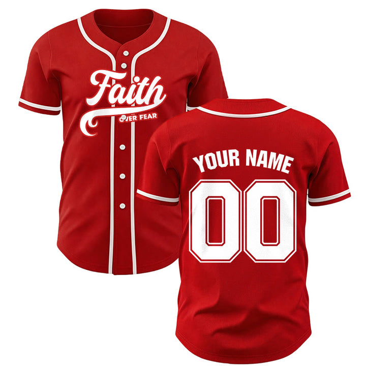 Christianartworkshop Faith Over Fear Custom Name Number Unisex Baseball Jersey - Red - 5XL - Name & Number Customized - image 22
