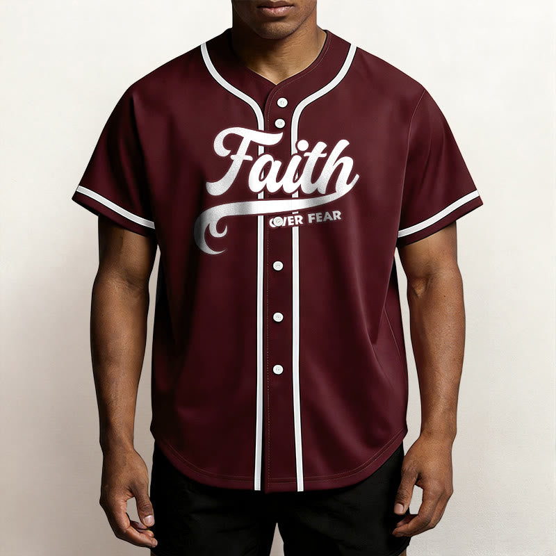 Christianartworkshop Faith Over Fear Custom Name Number Unisex Baseball Jersey - image 30