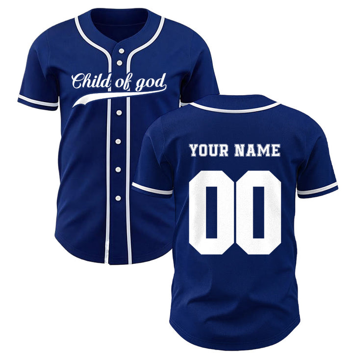 Christianartworkshop Child Of God Custom Name Number Unisex Baseball Jersey - Navy Blue - 5XL - Name & Number Customized - image 8