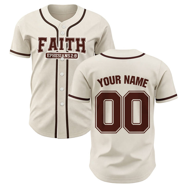 Christianartworkshop Faith Ephesians 2:8 Custom Name Number Baseball Jersey - Apricot - 5XL - Name & Number Customized - image 8