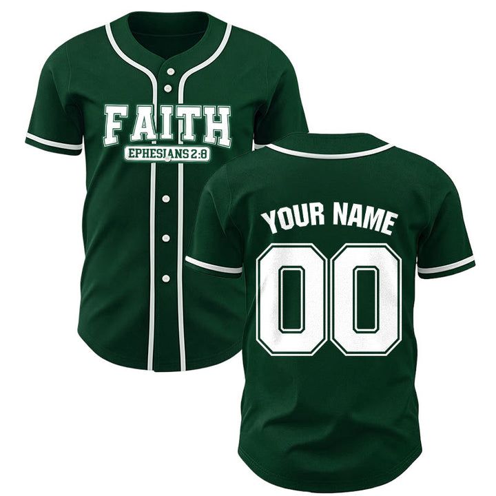 Christianartworkshop Faith Ephesians 2:8 Custom Name Number Baseball Jersey - Green - 5XL - Name & Number Customized - image 50