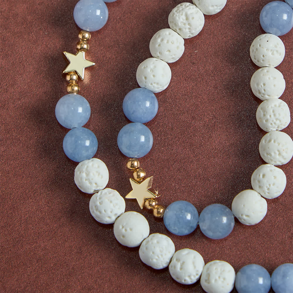 Christianartworkshop White Volcanic Stone & Aquamarine Beads Rosary: Nature's Calm and Starry Dreams - image 5