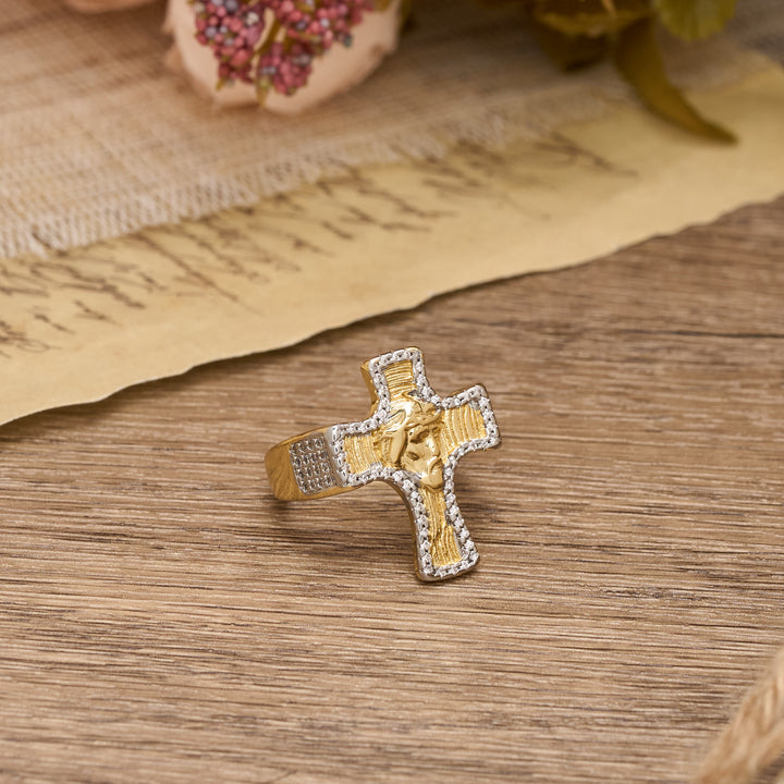 Christianartworkshop Jesus Face Cross Open Ring: A Bold Symbol of Redemptive Grace - image 2