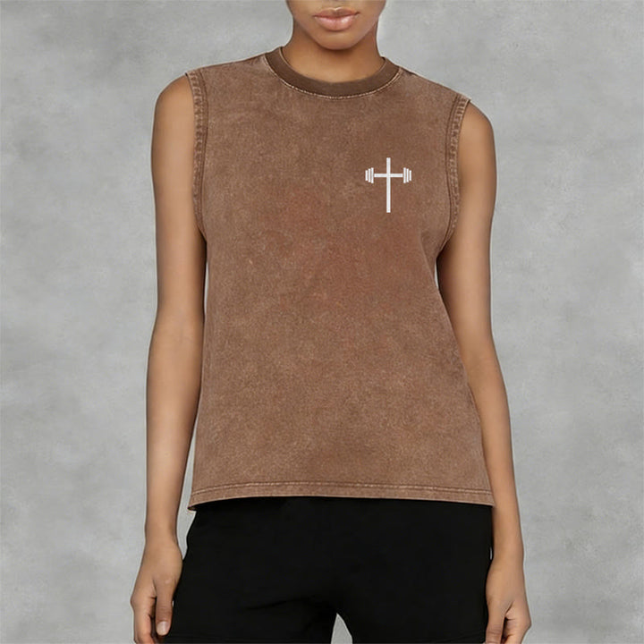 Christianartworkshop Lift Heavy Pray Hard Unisex Washed Tank Top - image 11