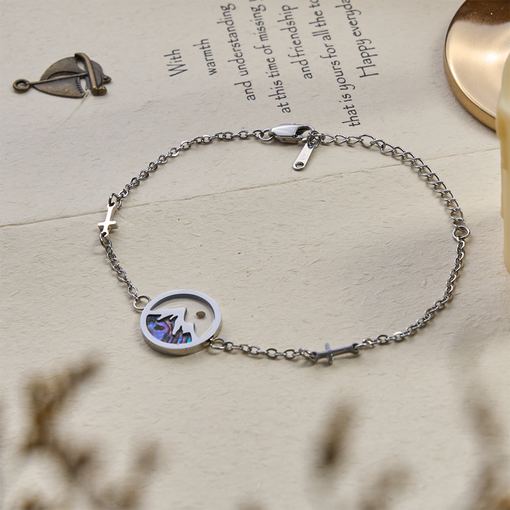 Christianartworkshop Mustard Seed Mountain of Faith Bracelet: Cross Accent & Abalone Shell Charm - image 3