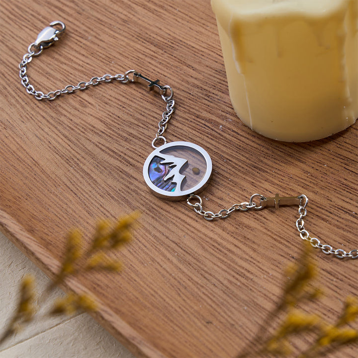 Christianartworkshop Mustard Seed Mountain of Faith Bracelet: Cross Accent & Abalone Shell Charm - Mustard Seed Mount - image 0