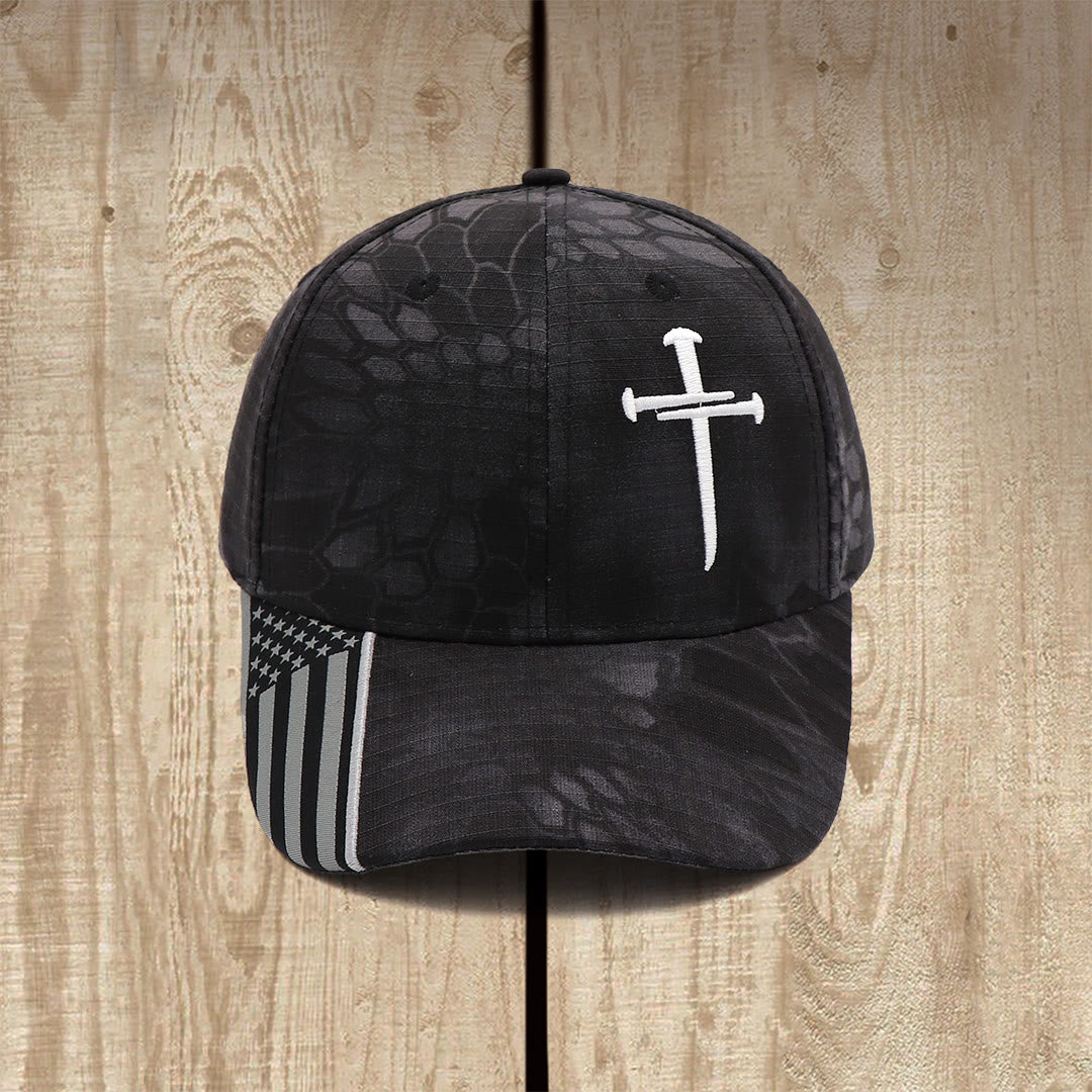 Christianartworkshop Nail Cross Crown of Thorns Embroidered Trucker Hat - Black - image 9